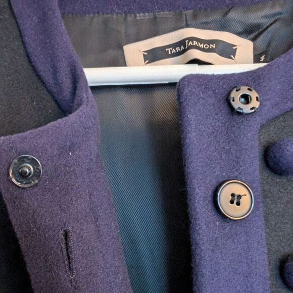 Tara Jarmon Paris eggplant color empire waist collarless feminine coat 44EU/10us - Picture 8 of 13